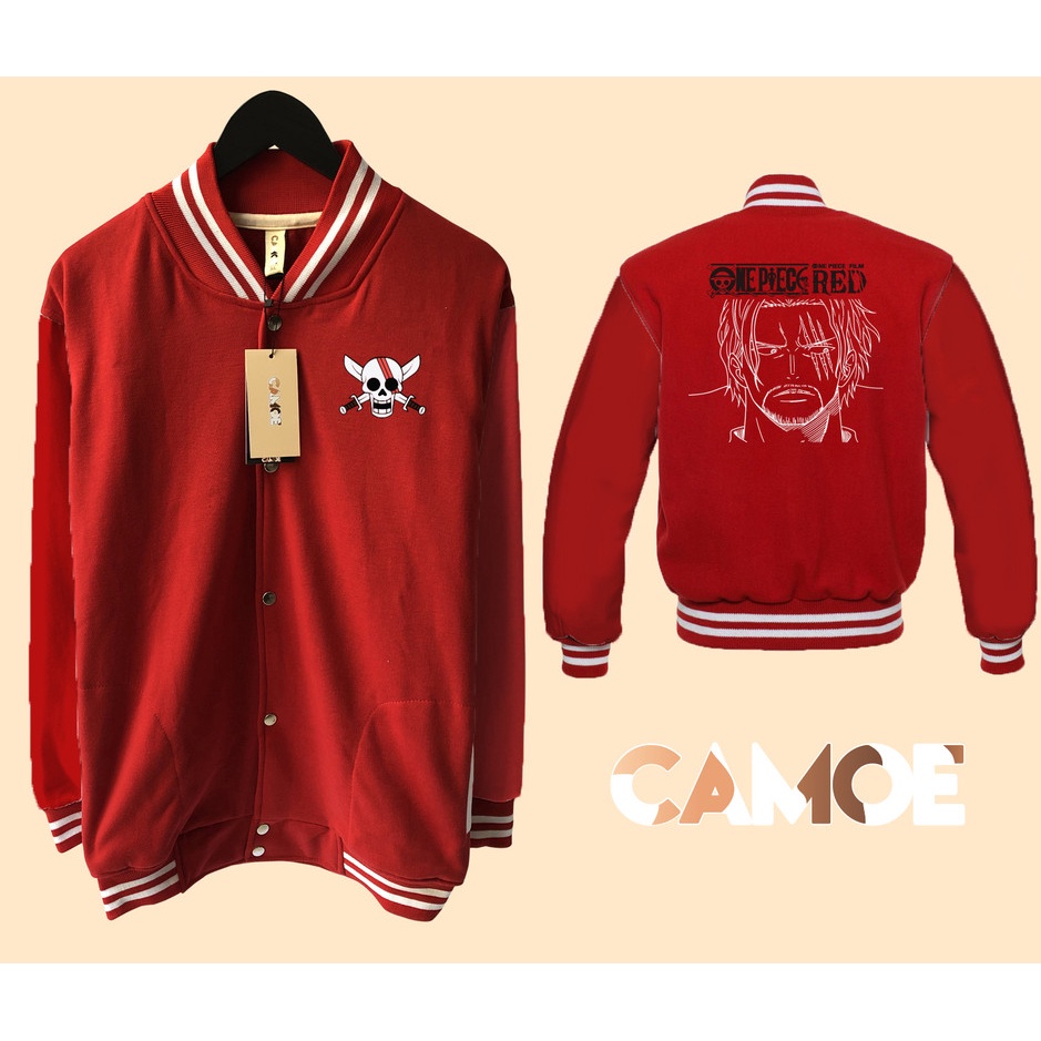 Jaket Baseball Varsity Anime One Piece RED Shanks Head