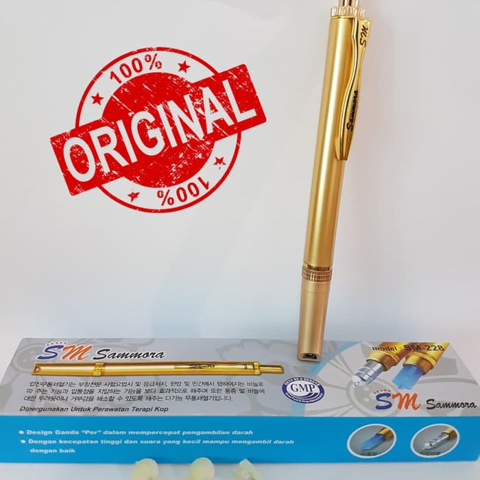 

Lancing Device / Pen Bekam Stainless Gold Dus Biru SM 228