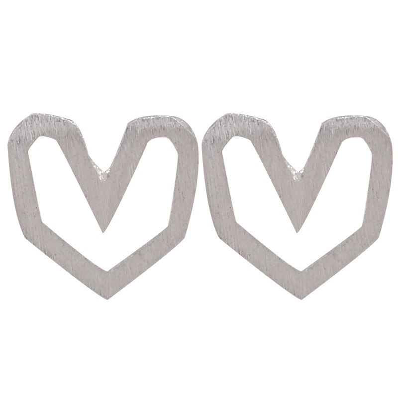 Exquisite Bright Anting Stud Earrings 925 Perak Hollow Berlubang Cinta Gambar Tangan Geometri Perhiasan Earring Studs