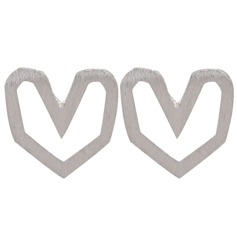 Anting Stud Earrings Hollow Heart 925 Silver Needle Earrings For Women Charms Jewelry Gifts