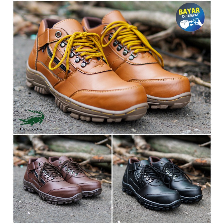 COD !! Sepatu Safety Pria Low Boots Crocodile Morisey Original Handmade Sepatu Boots Ujung besi