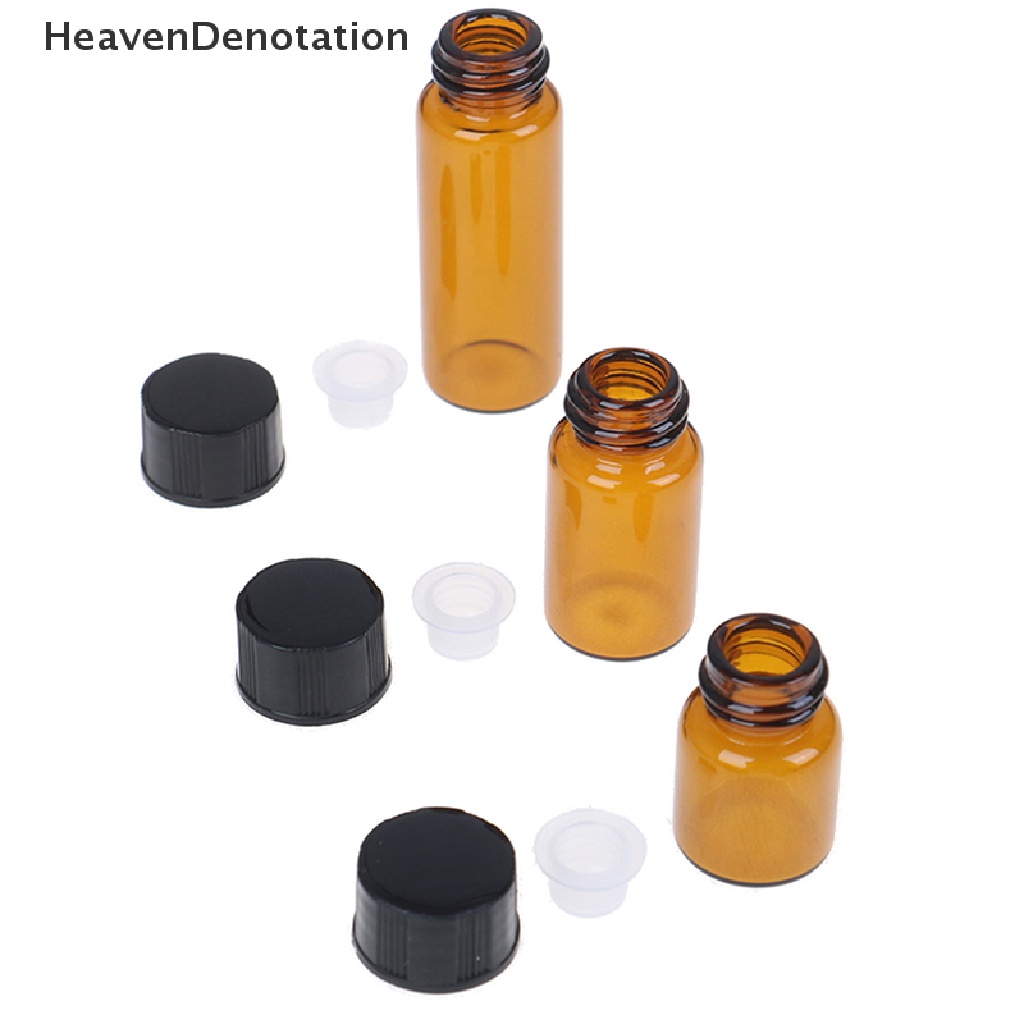 (Heavendenotation) 10pcs Botol Kaca Amber Mini Kosong 2 / 3 / 5ml Warna Coklat Untuk Sampel Essential Oil