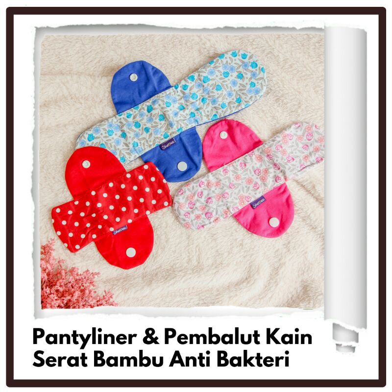 Pantyliner dan Menspad Pembalut Kain Serat Bambu Anti Bakteri, Nyaman Tipis Murah Panjang Lebar Bers