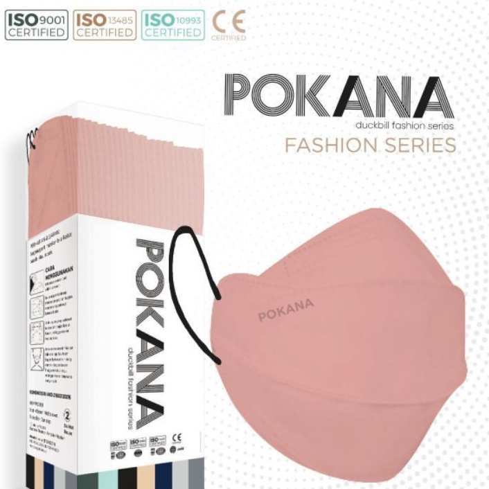 Masker Pokana Duckbill Fashion Series Pink Tali Hitam Repack isi 1pc masker Surgical Mask kn95 kf94