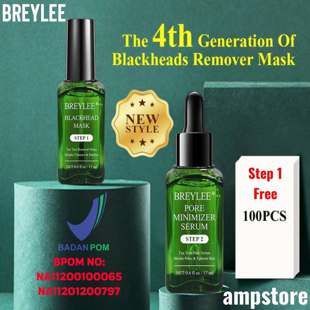 [BPOM] BREYLEE Varian STEP 1 Blackhead Remove &amp; STEP 2 Pore Minimizer Serum Pembersih Komedo