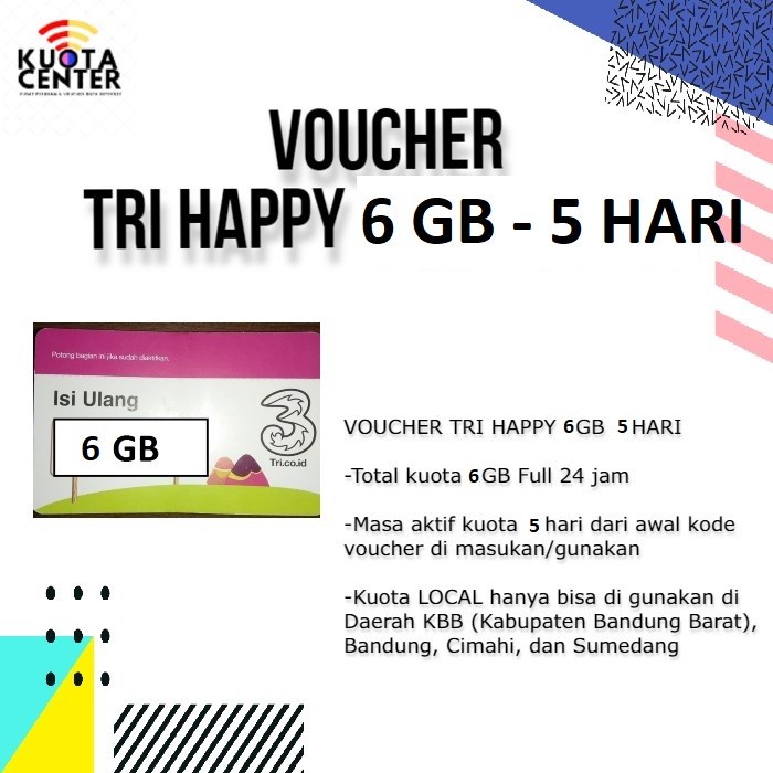 Voucher TRI HAPPY 6GB - 5 HARI