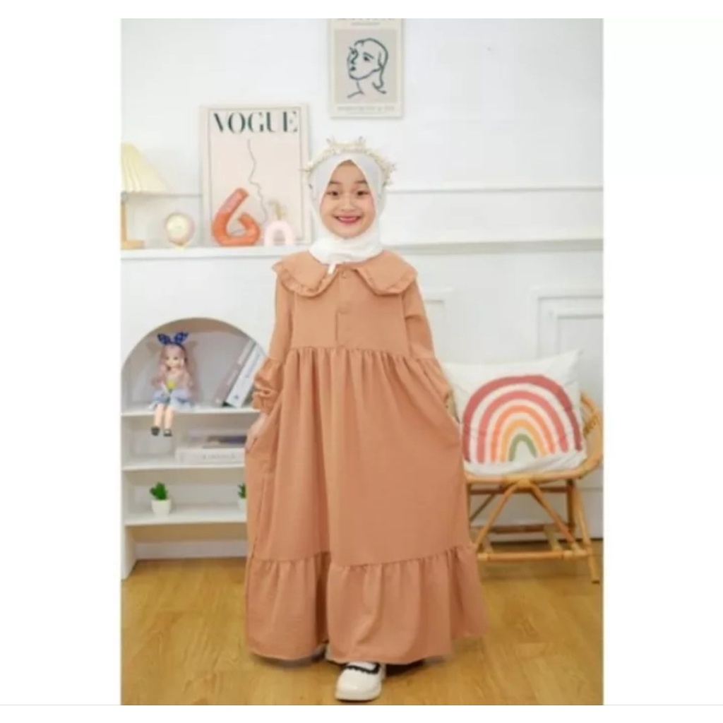 GAMIS LUNA CRINKLE AIRFLOW /SIZE 6 8 10/gamis anak-anak/dress anak/kidswear/terbaru