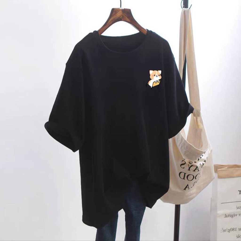 Overtee Cartoon // Tshirt Oversize Wanita Lengan Pendek Corgi - 100% Import