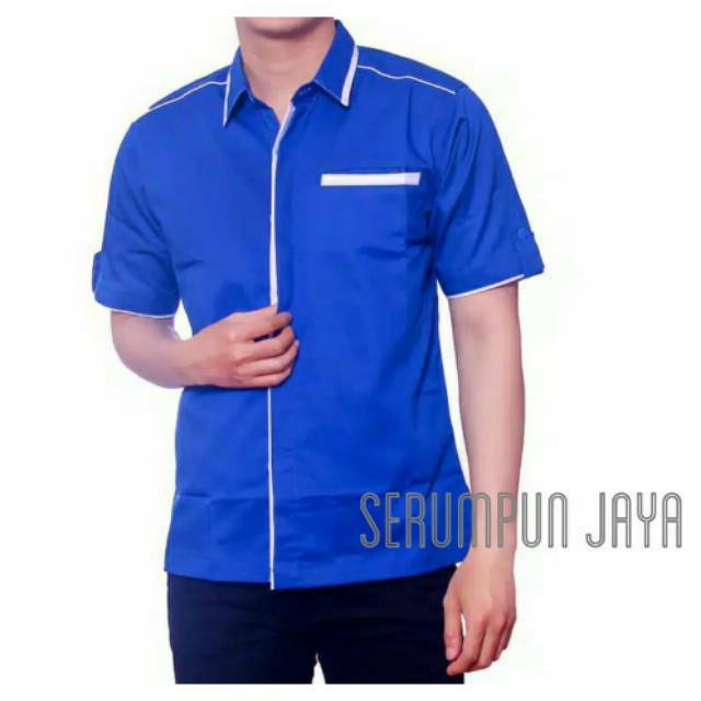 KEMEJA KERJA - KEMEJA SERAGAM KERJA BIRU - KEMEJA PROMOSI - KEMEJA KANTOR