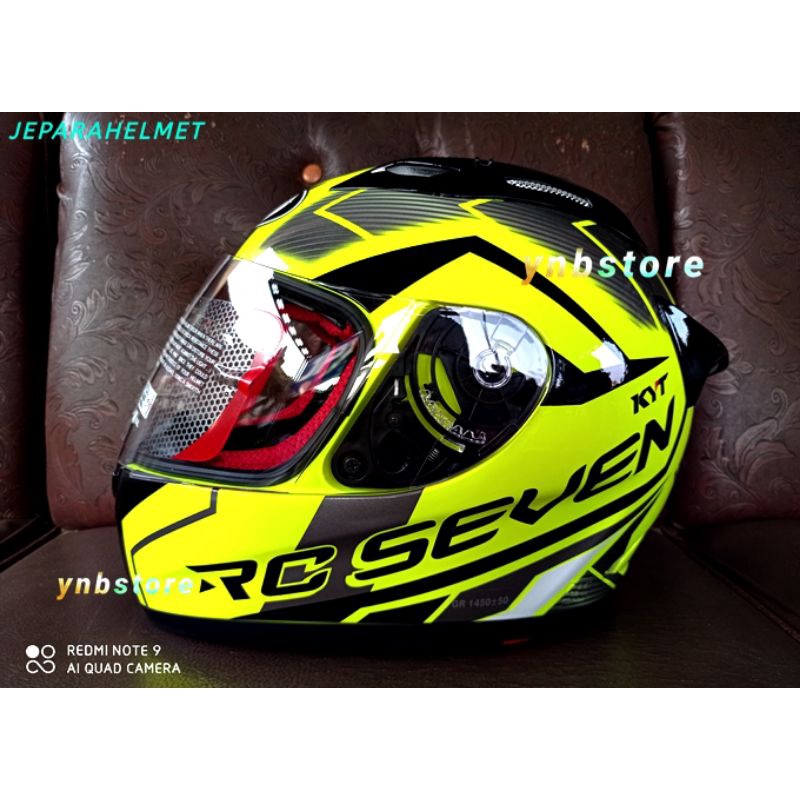 Helm KYT RC7 Motif 18 Yellow Fluo Black Fullface Original | KYT RC7 Motif #18 Kuning Hijau Stabilo Y