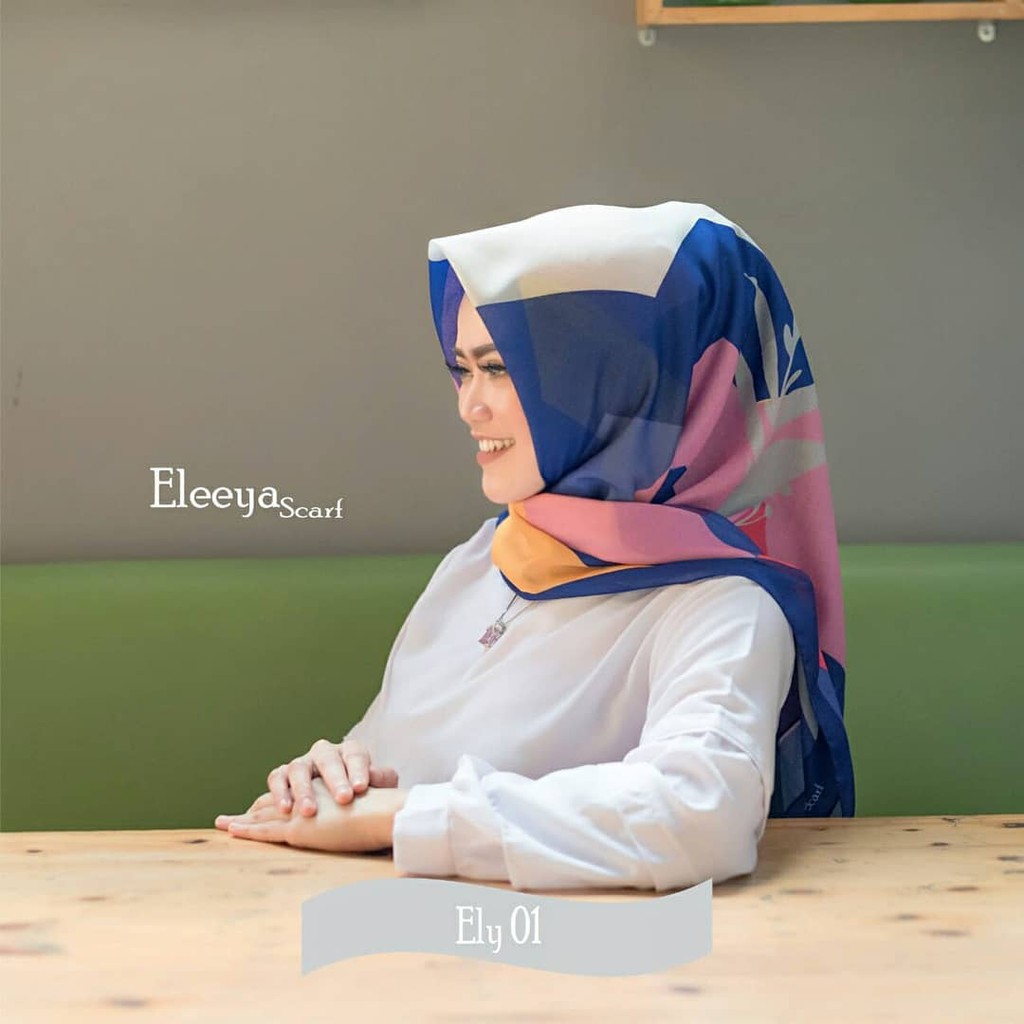 HIJAB SEGIEMPAT MOTIF ELY 01 ||  Elleeya Scarf