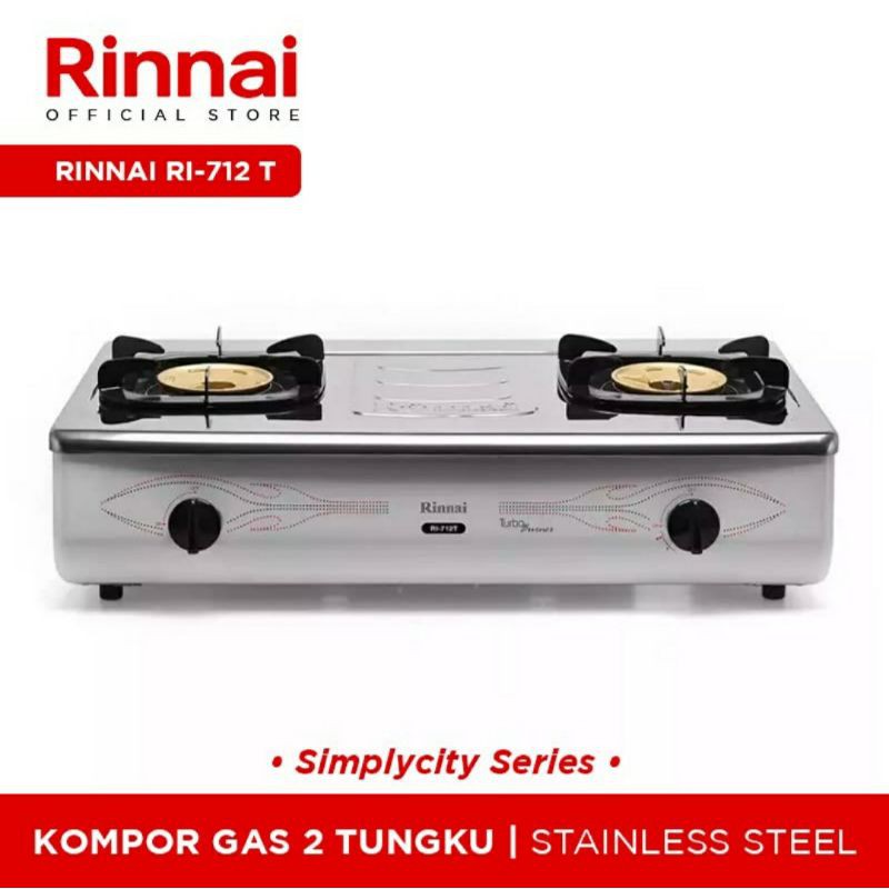 Kompor Rinnai RI 712 T Kompor Api Turbo Rinnai 712 Kompor Rinnai Grande Series Plat Buka Tutup