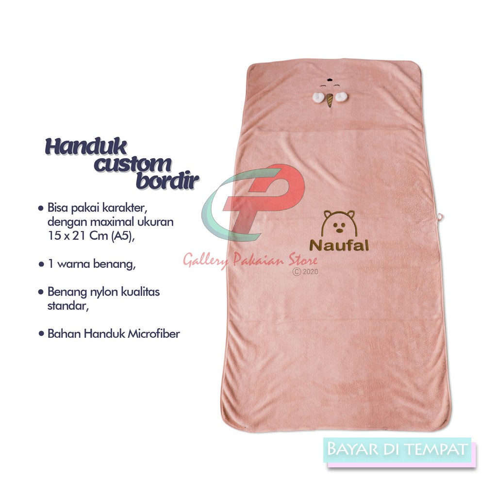 HANDUK MANDI BORDIR NAMA HANDUK MANDI DEWASA JUMBO 140X70cm HANDUK CUSTOM NAMA HANDUK IMPORT