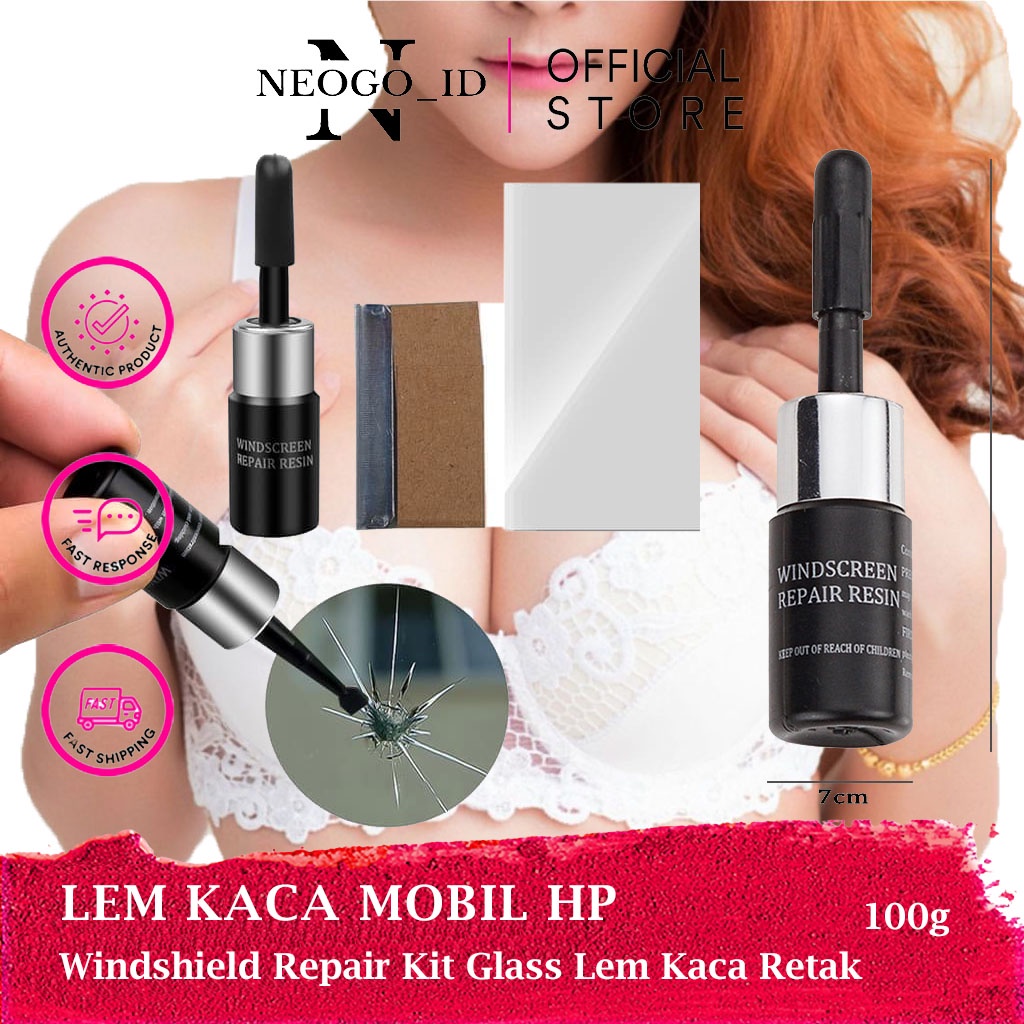 HITAM - Windshield Repair Kit Glass Lem Kaca Mobil Retak Lem Layar LCD Hp Laptop Retak Lem Kaca Aqua