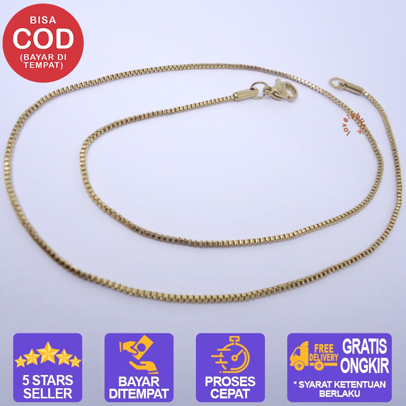 Rantai Kalung Titanium Anti Karat Italy Rantai Kalung Ukuran 45 cm Warna Emas - Lovelybutik