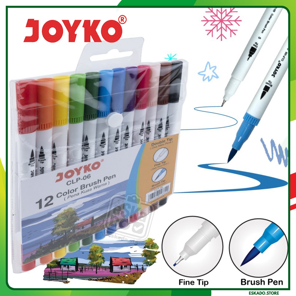 Color Brush Pen / Pena Kuas Warna Joyko CLP-06 / 12 Warna / Color