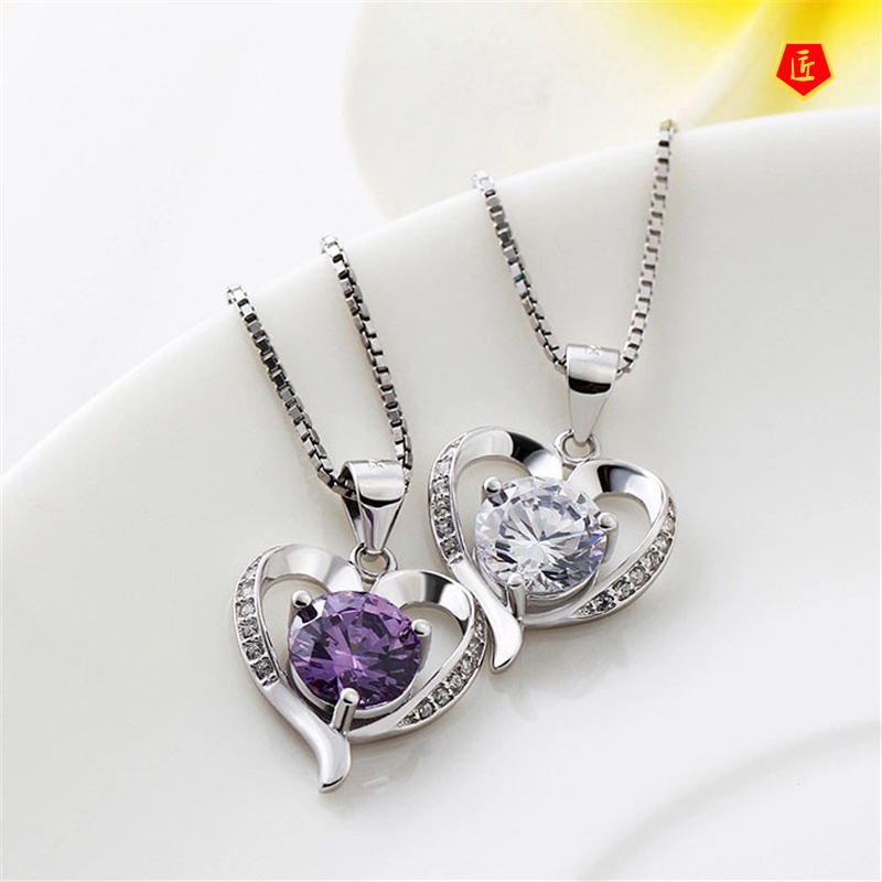 [Ready Stock]Heart Necklace Women's Fashion Jeweled Pendant