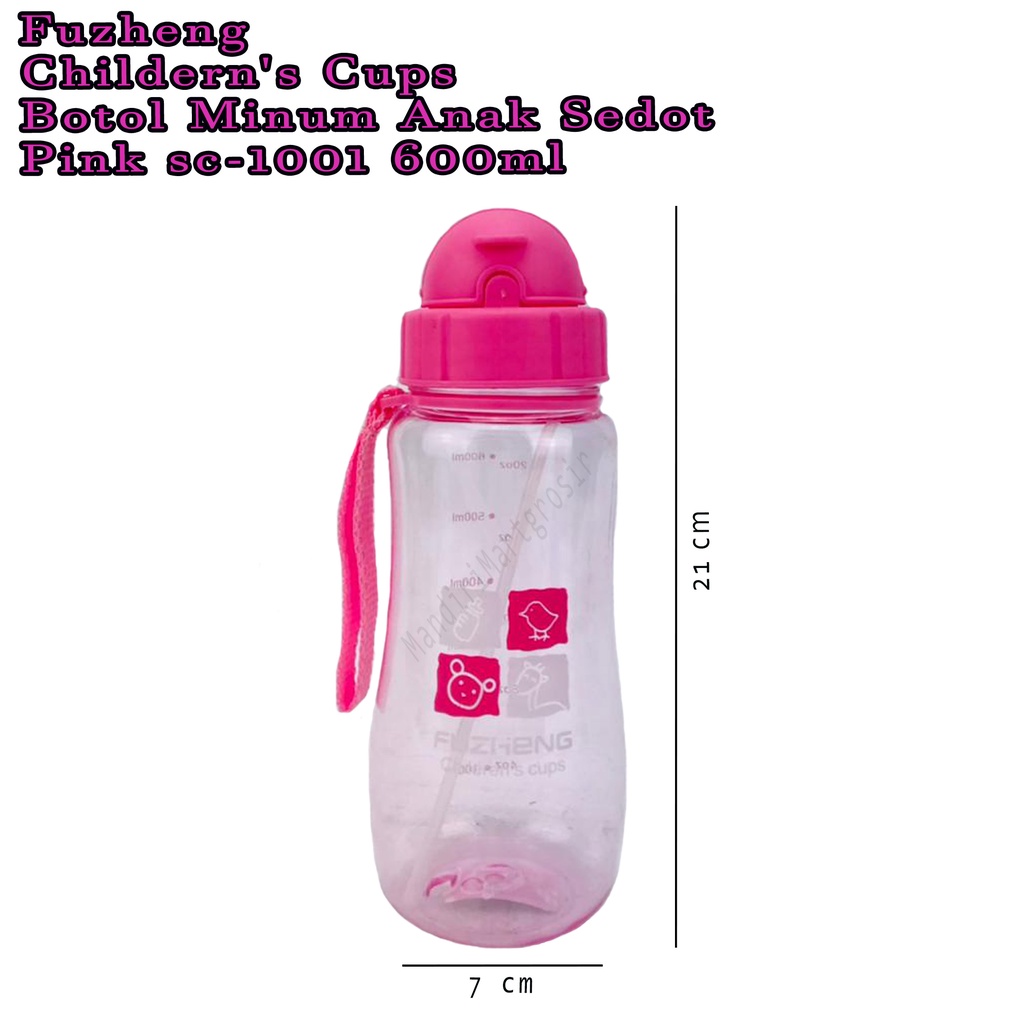 Botol Minum Anak sedot* Childern's Cups * Botol minum * Motif Pink SC-1001 * 600ml