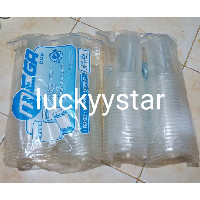 Gelas plastik mega plastik cup PP es bubbel Wita prima 50 pcs