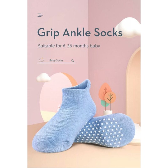 (Ganbaru) Kaos kaki Polos bayi / Kaos kaki anak antislip