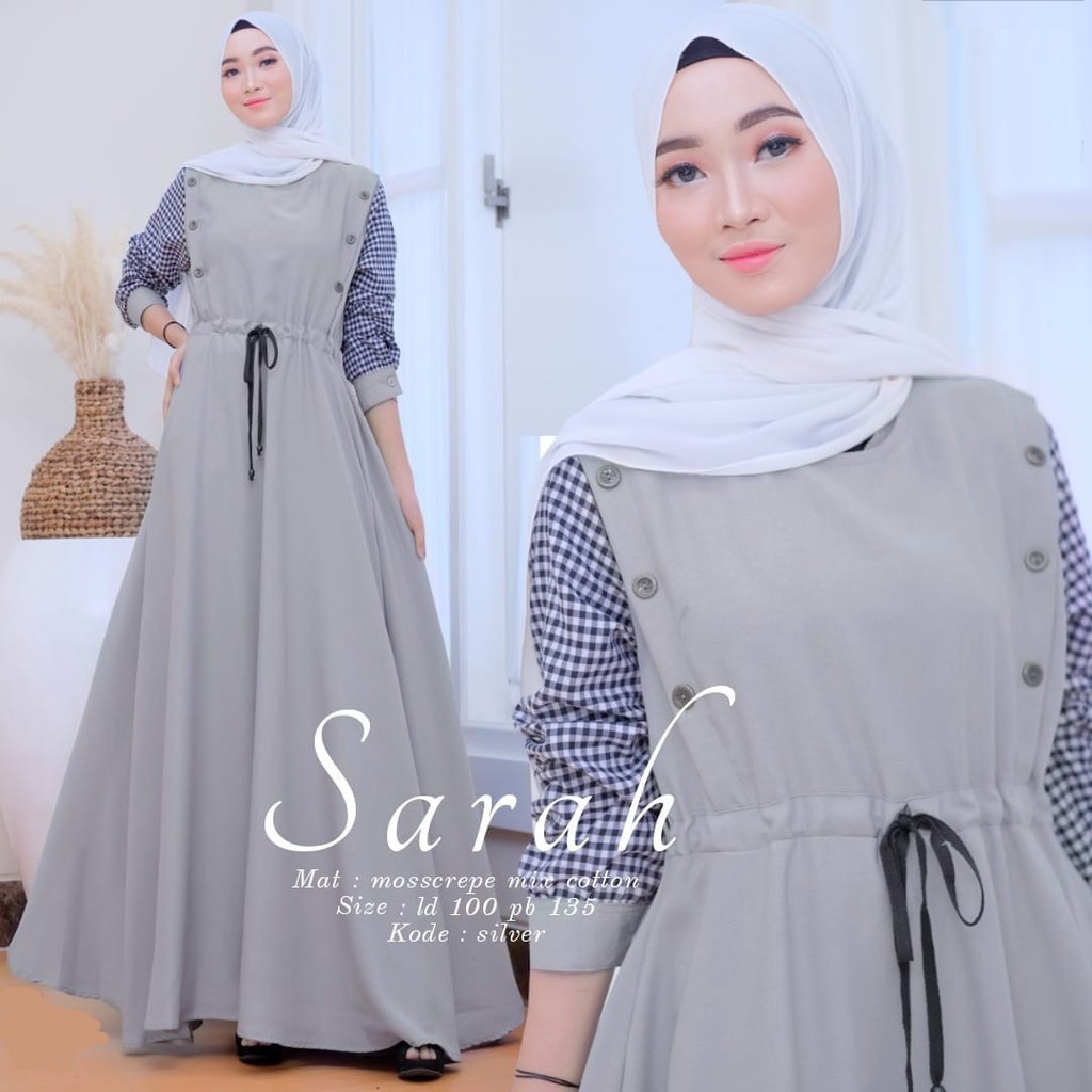 Baju Gamis Wanita Muslim Terbaru SARAH Dress cantik Murah kekinian NS 49