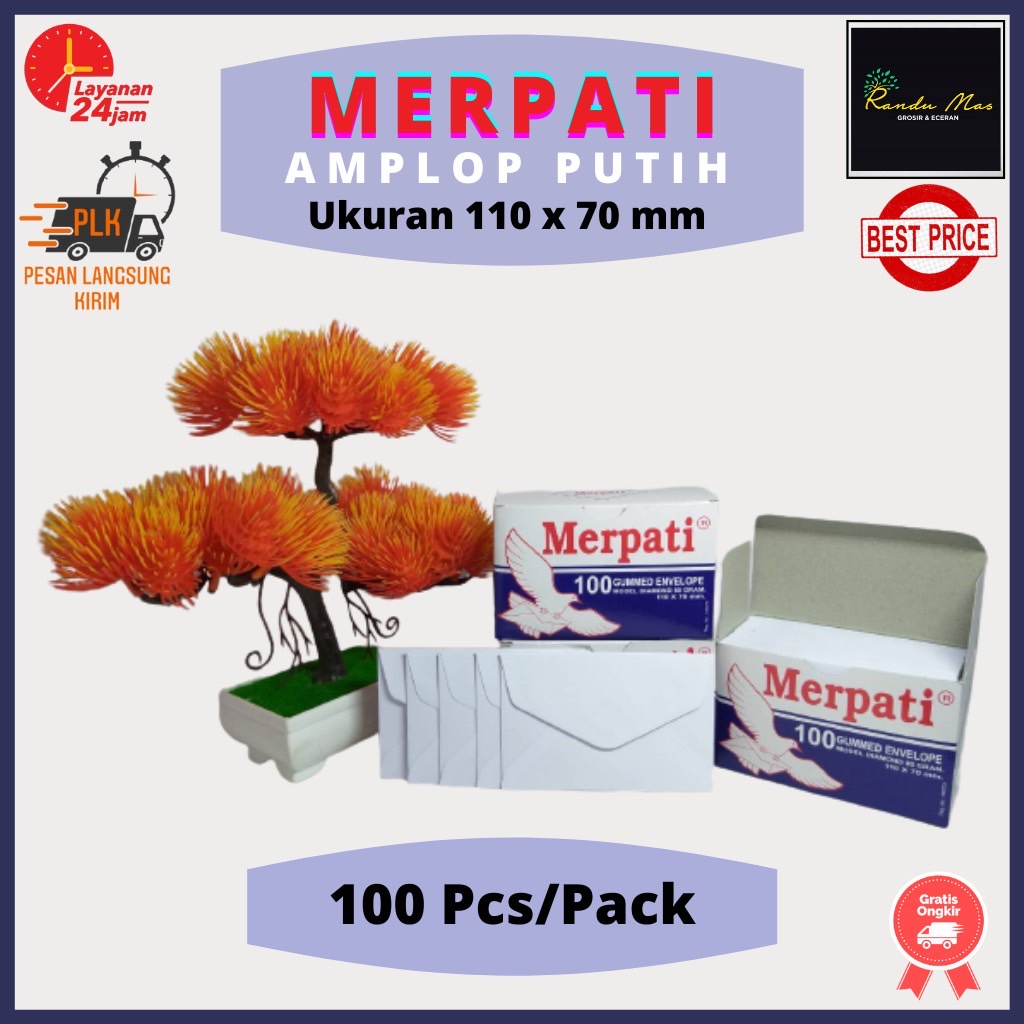 Amplop Merpati Kecil Mini Ukuran 110 x70 Mm Peel &amp; Sea Isi 100 Lembar (tanpa lem) Original Termurah