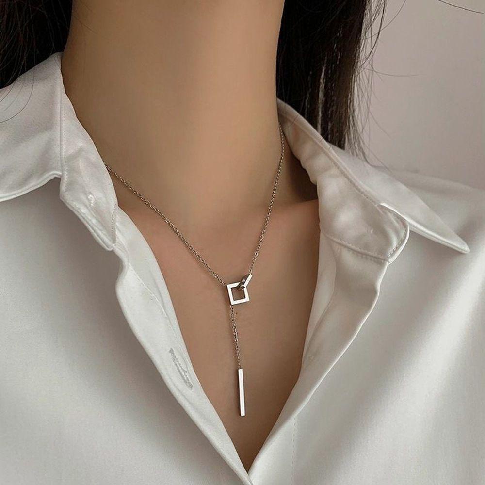 Kalung Rantai Bahan Titanium steel Untuk Wanita