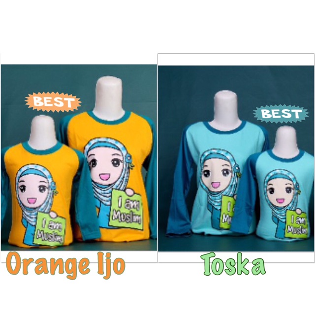 COUPLE IBU & ANAK " I AM MUSLIM " anak & dewasa kaos raglan merk GEnuine Kids