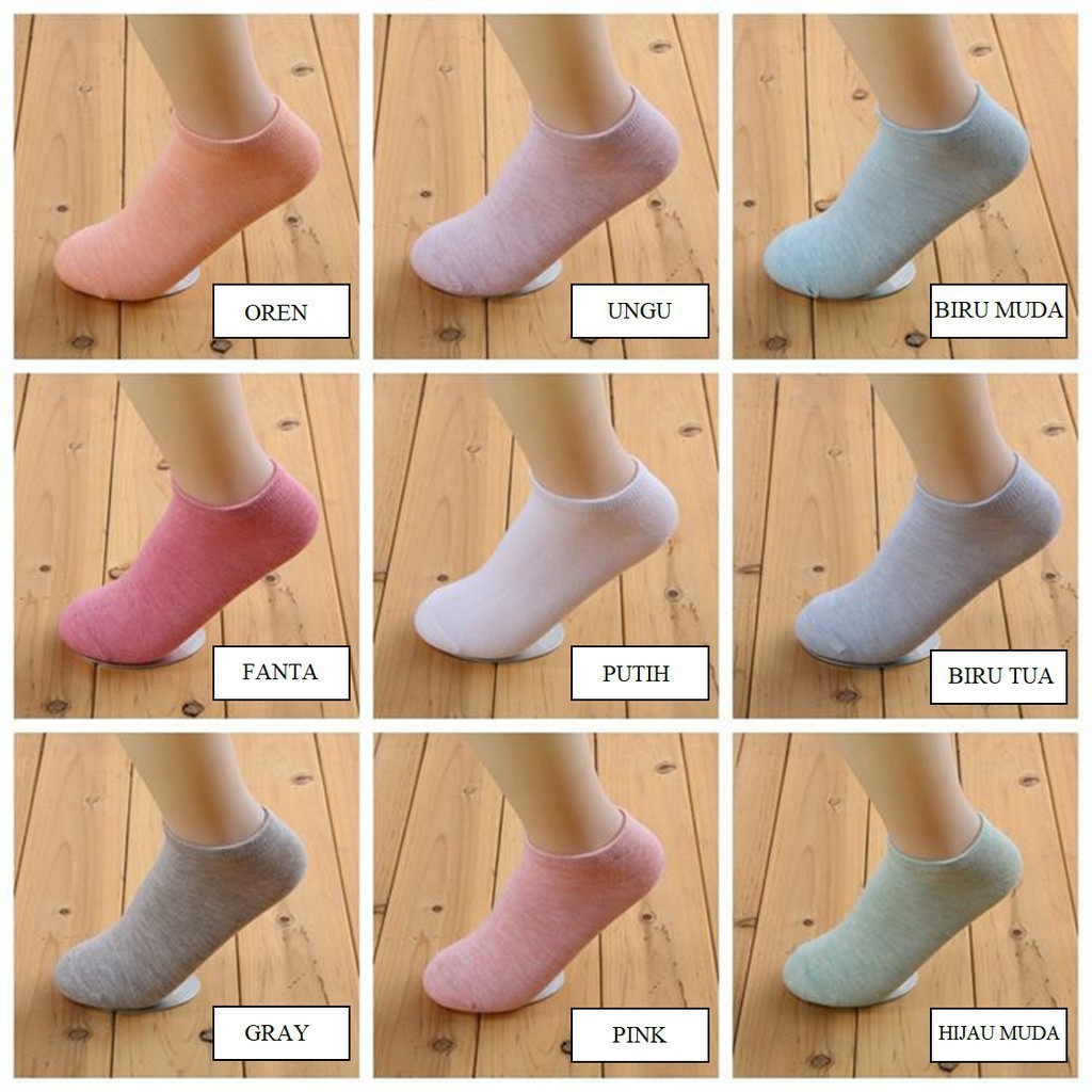 Kaos Kaki Wanita Pendek Ankle IMPORT Kaos Kaki Cewek Ankle PASTEL Kaos Kaki Perempuan Mata Kaki