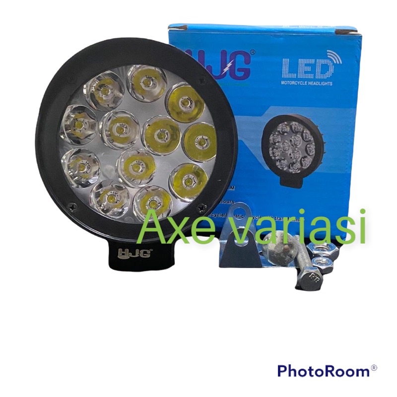 HJG Lampu Tembak Sorot Topi 12 Mata LED Bulat Cahaya Standby Putih Waterproof Aluminium
