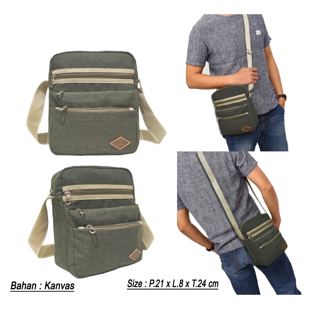 Tas Slempang Kanvas Pria Wanita Slingbag Vintage