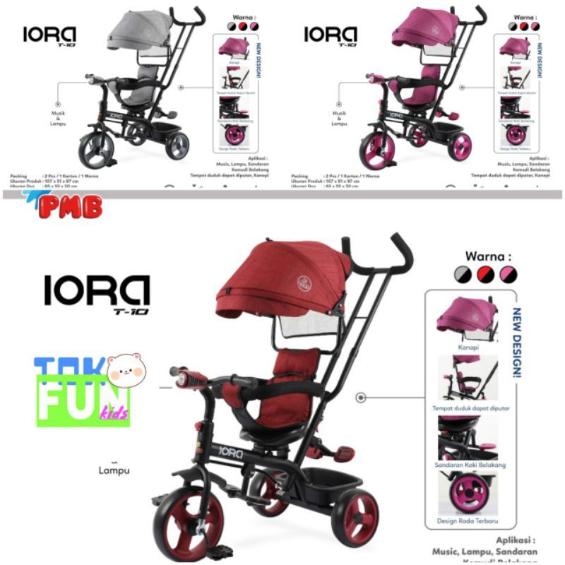Sepeda Anak Roda Tiga IORA PMB T10 T22 dan T23 SERI STROLLER