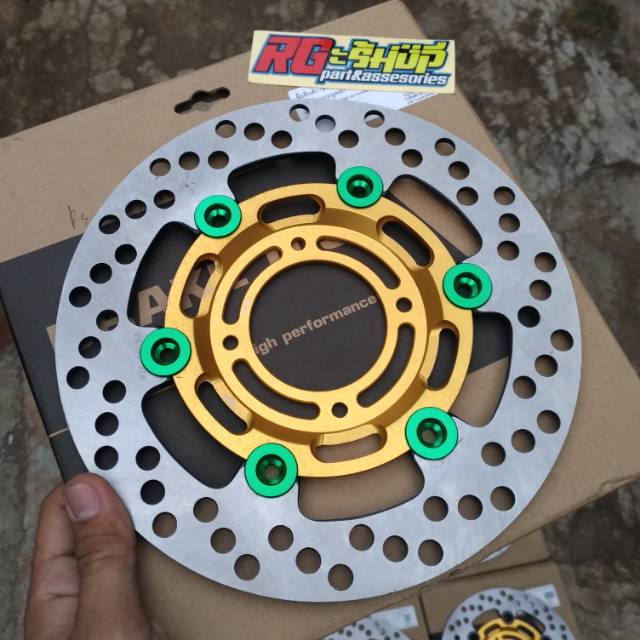 disk piringan cakram brembo RS gold floating green 220mm flat datar original thailand universal