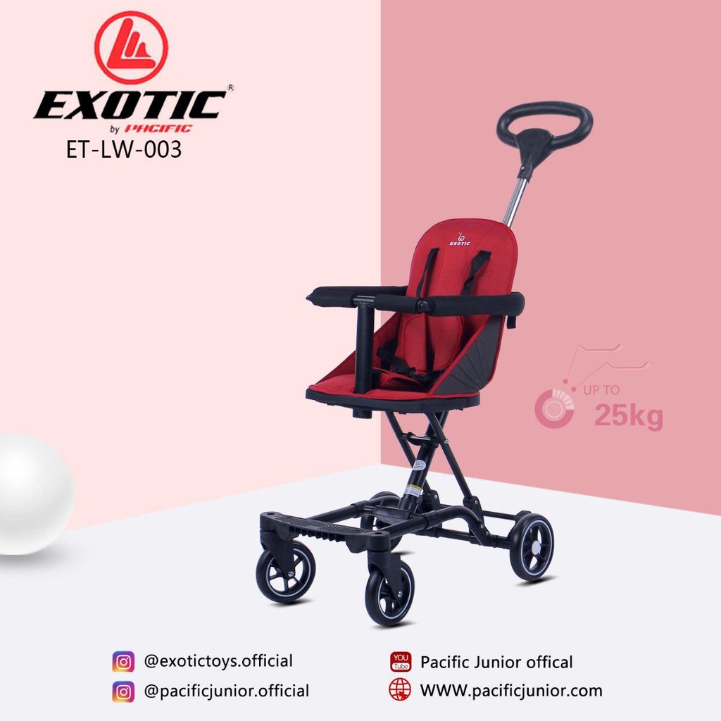 Stroler Anak Bayi Balita lw03 lw3 Kursi Dorong Micro Stroller Trike Exotic ET LW003 Roda 4 Garansi SNI-Red