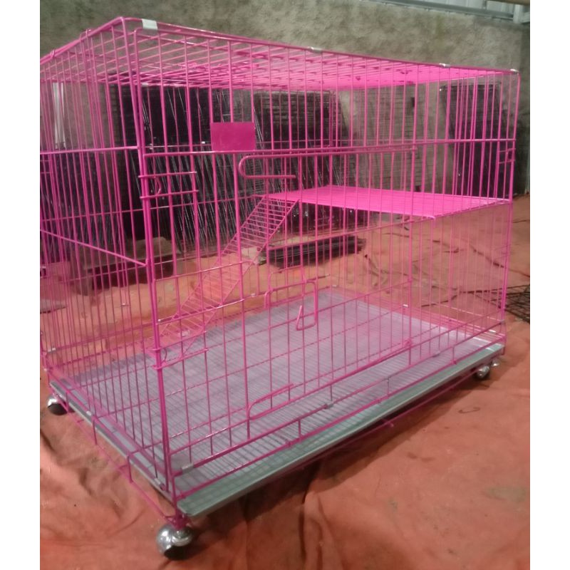 kandang kucing jumbo XXL tingkat 1 roda uk 90x60-1