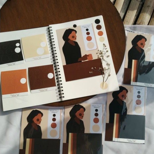 

PANTONE A sticker dot dengan tema warna coklat