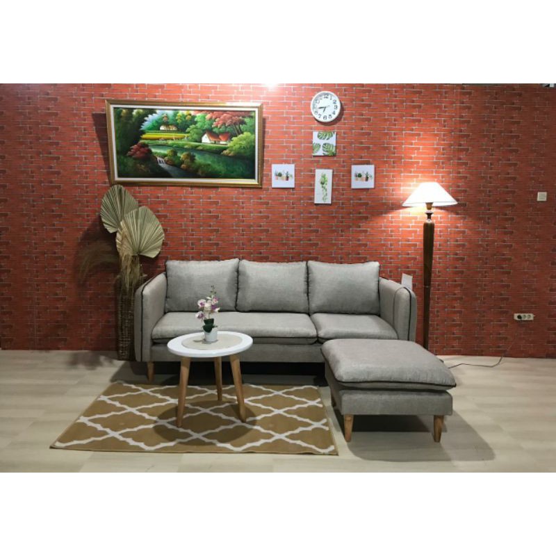 Jual Sofa Minimalis Modern 3 Seater + Puff | Shopee Indonesia