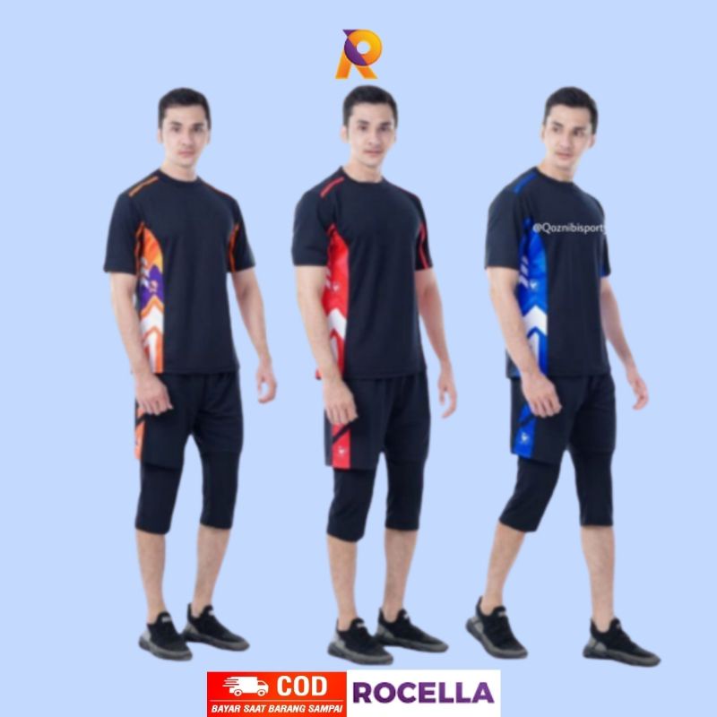 Pakaian Baju Setelan Stelan Kaos Celana Training Trening Olahraga Sepeda Pria couple jumbo Sport Aer