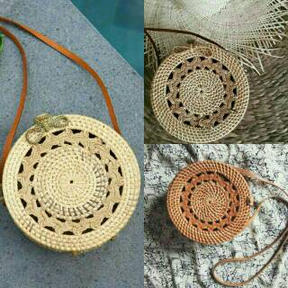 Jual Tas rotan bulat bali gendis diameter 20 / TAS ROTAN BALI / TAS