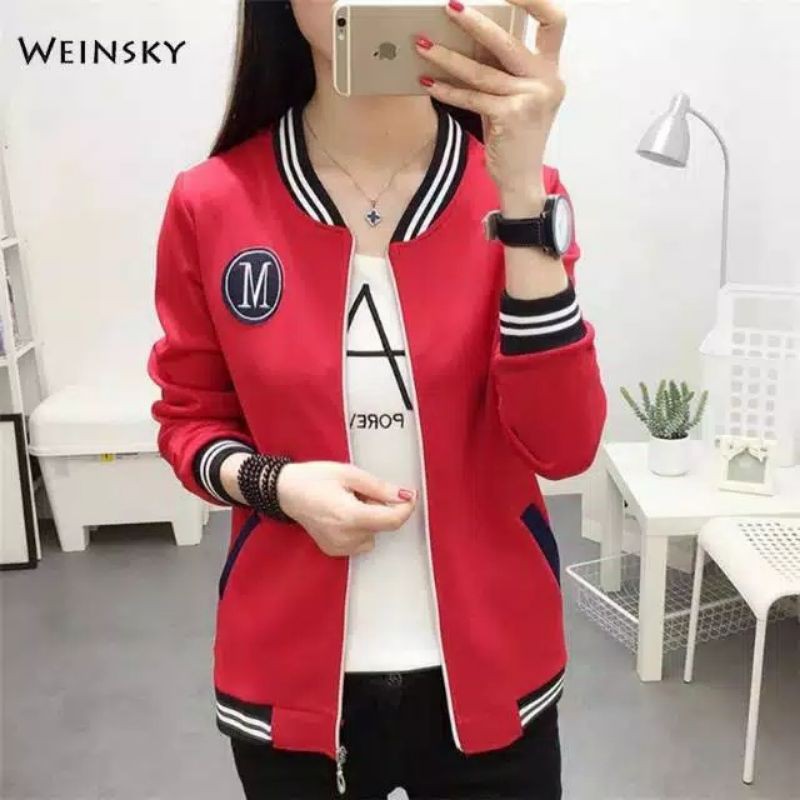 Jaket Wanita Bomber Parasut Pink