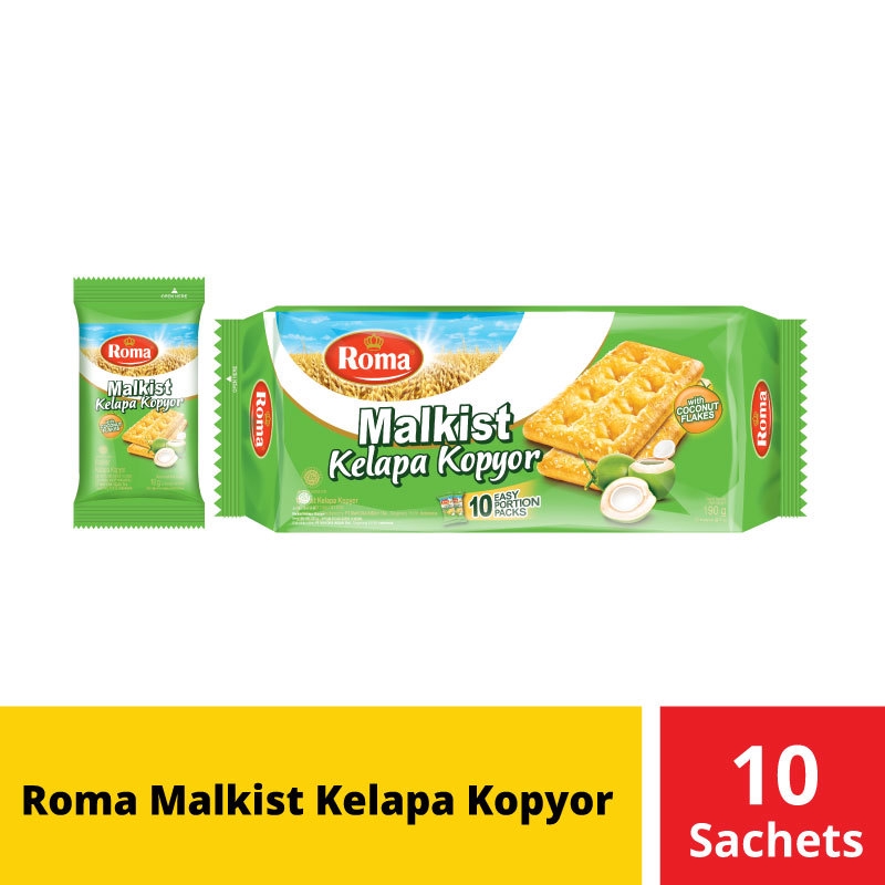 Roma Malkist Kelapa Kopyor 10 Sachets 19 Gr Shopee Indonesia