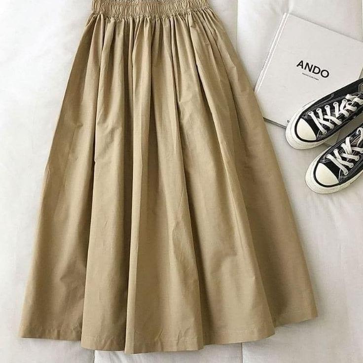 (SPECIAL PRICE) JACKLYN SKIRT Rok Bawahan Kekinian Bahan Linen Rok Wanita Terbaru Bawahan Muslimah M
