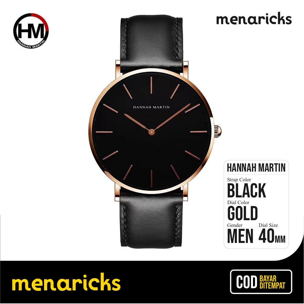 JAM TANGAN PRIA KULIT MEN'S LEATHER WATCH HANNAH MARTIN ORIGINAL