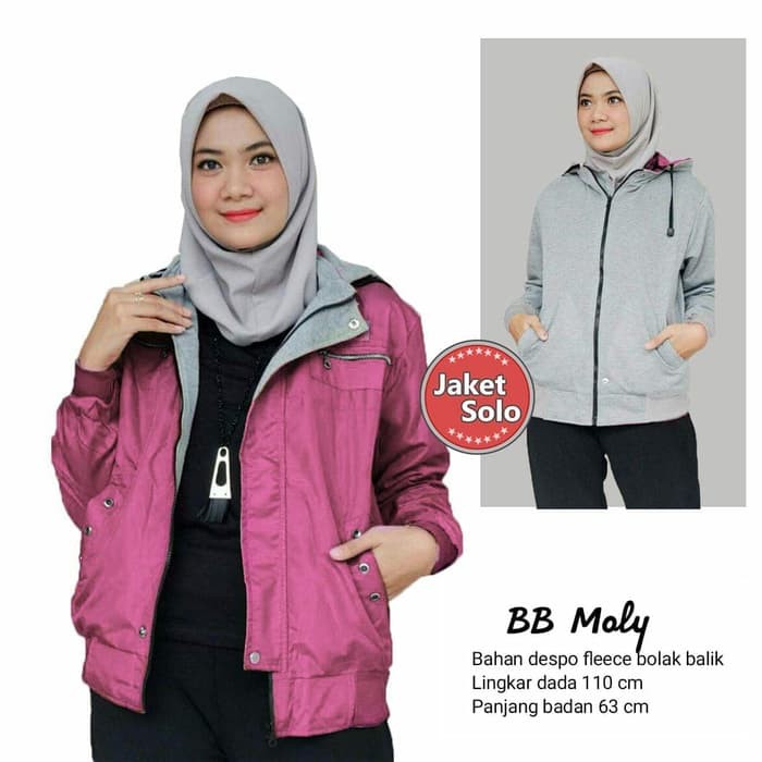 jaket wanita bolak balik bb moly dusty maroon toska navy gold