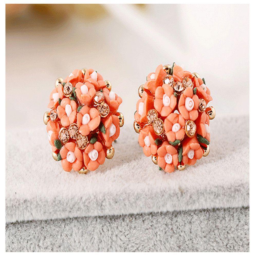 Preva Earrings Fashion Porselen Anting Tusuk Telinga Berlian Imitasi Yang Dipersonalisasi