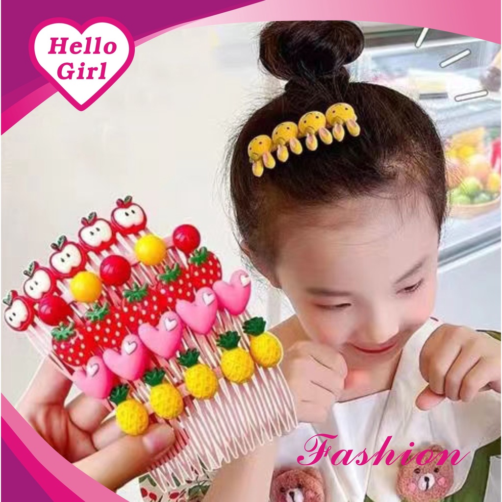 (Hello Girl)F113 Sirkam Rambut Anak Motif Kartun Gaya Korea Import