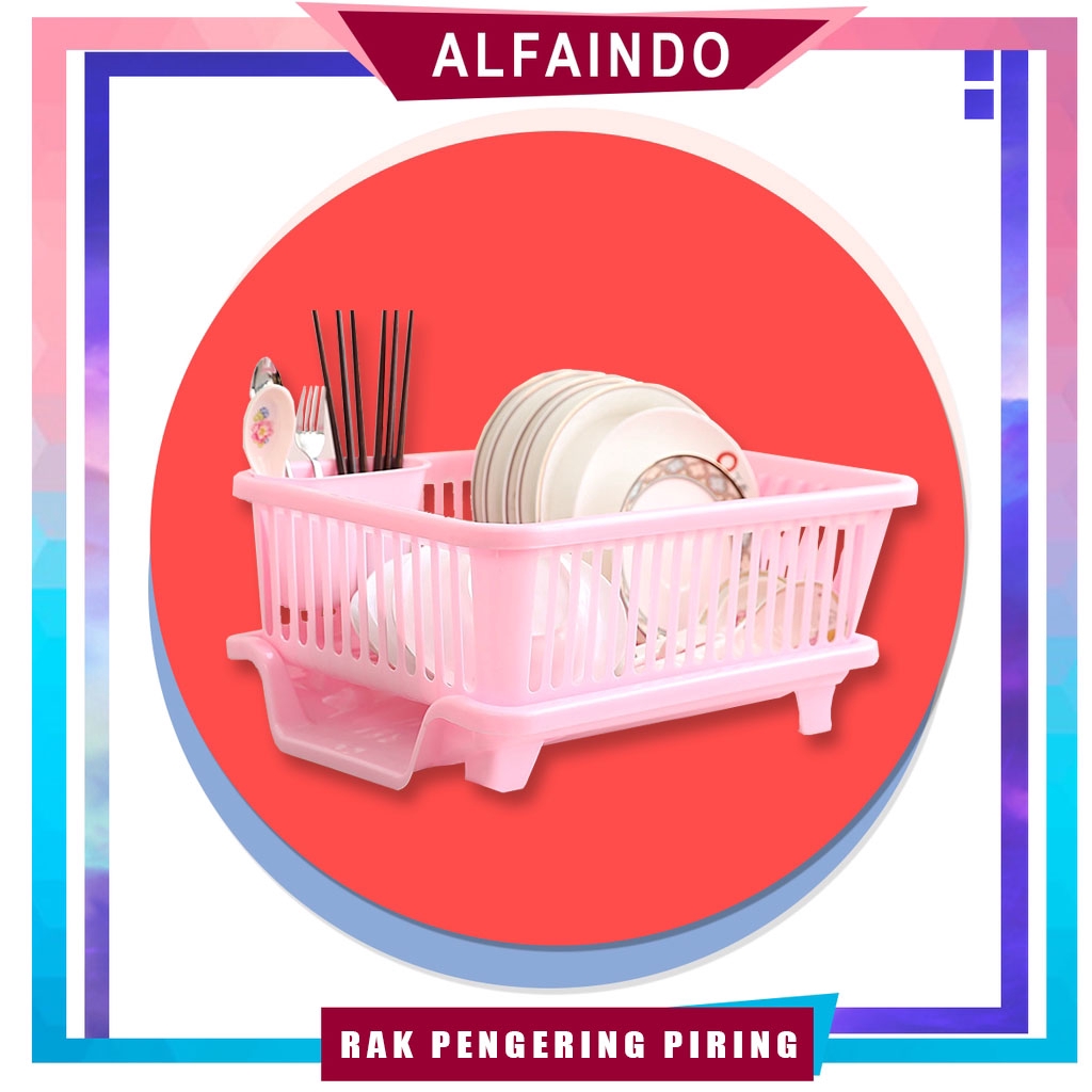 Alfaindo Rak Dapur Pengering Cuci Piring Gelas Cangkir Serbaguna RD014L Large Plastik