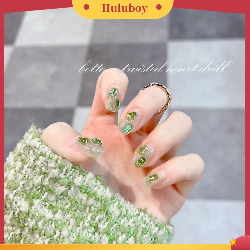 Huluboy Huluboy♡ 100 Pcs Perhiasan Kuku Berlian Imitasi Bentuk Persegi Untuk Wanita