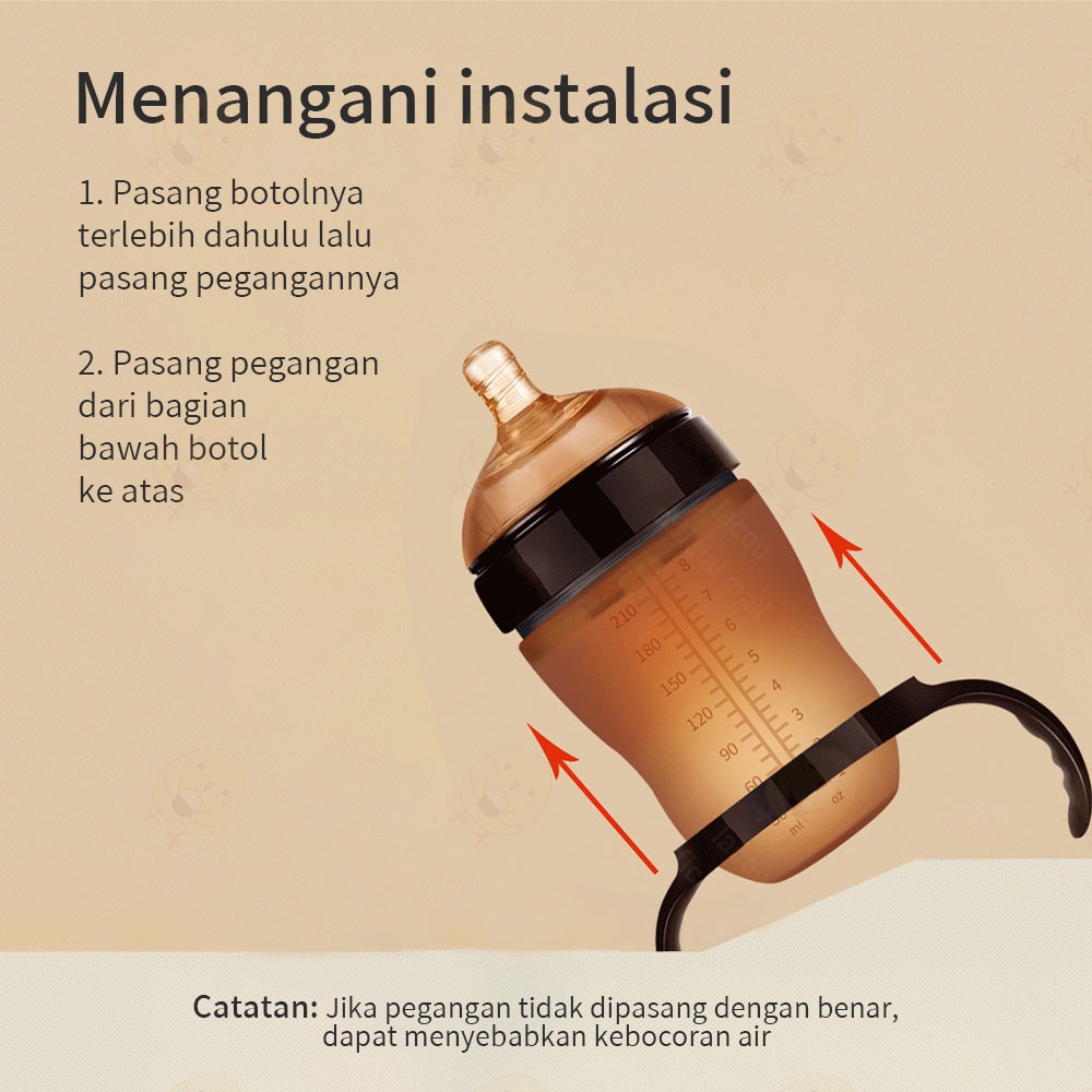 Lacoo PIKO botol susu bayi BPA free Botol bayi coklat dengan pegangan