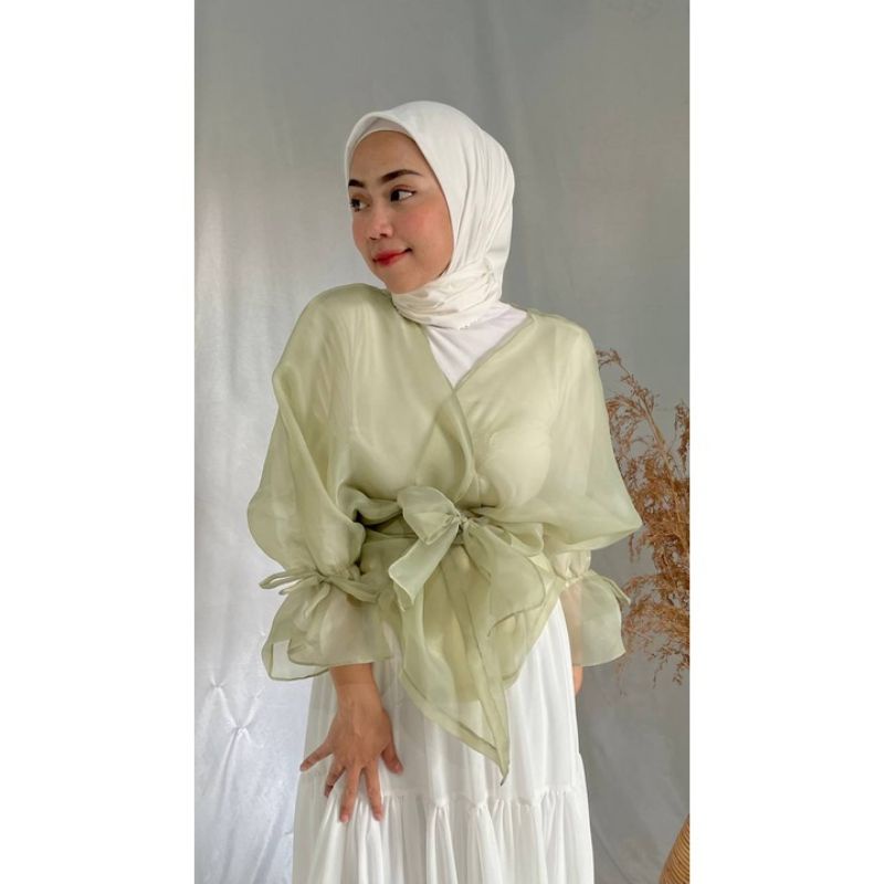 VIERRA OUTER Kondangan Atasan Organza transparan Ootd wanita